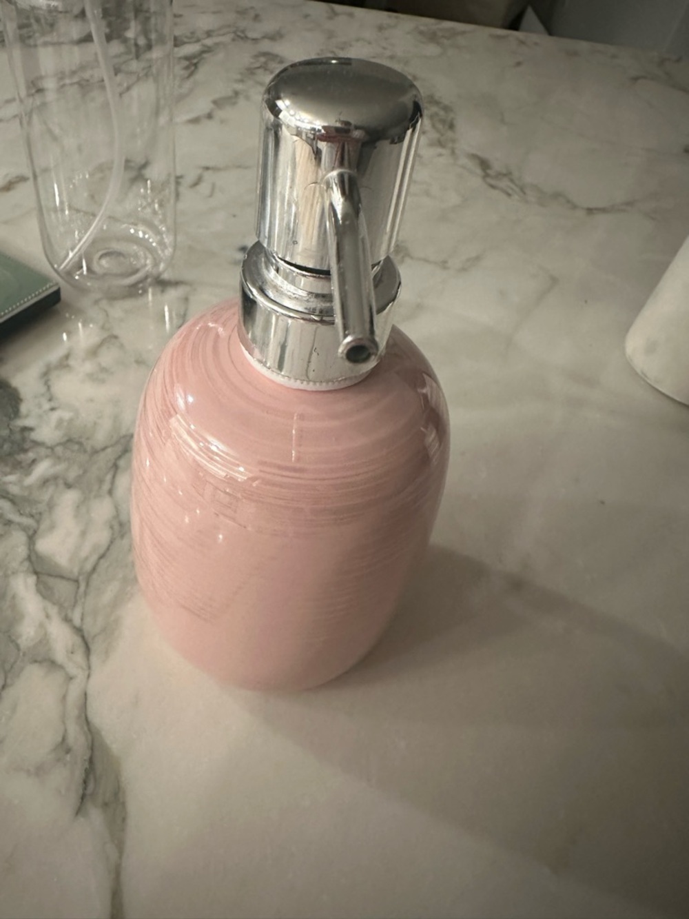 Blush Pink Ceramic Soap Dispenser with Chrome Pump